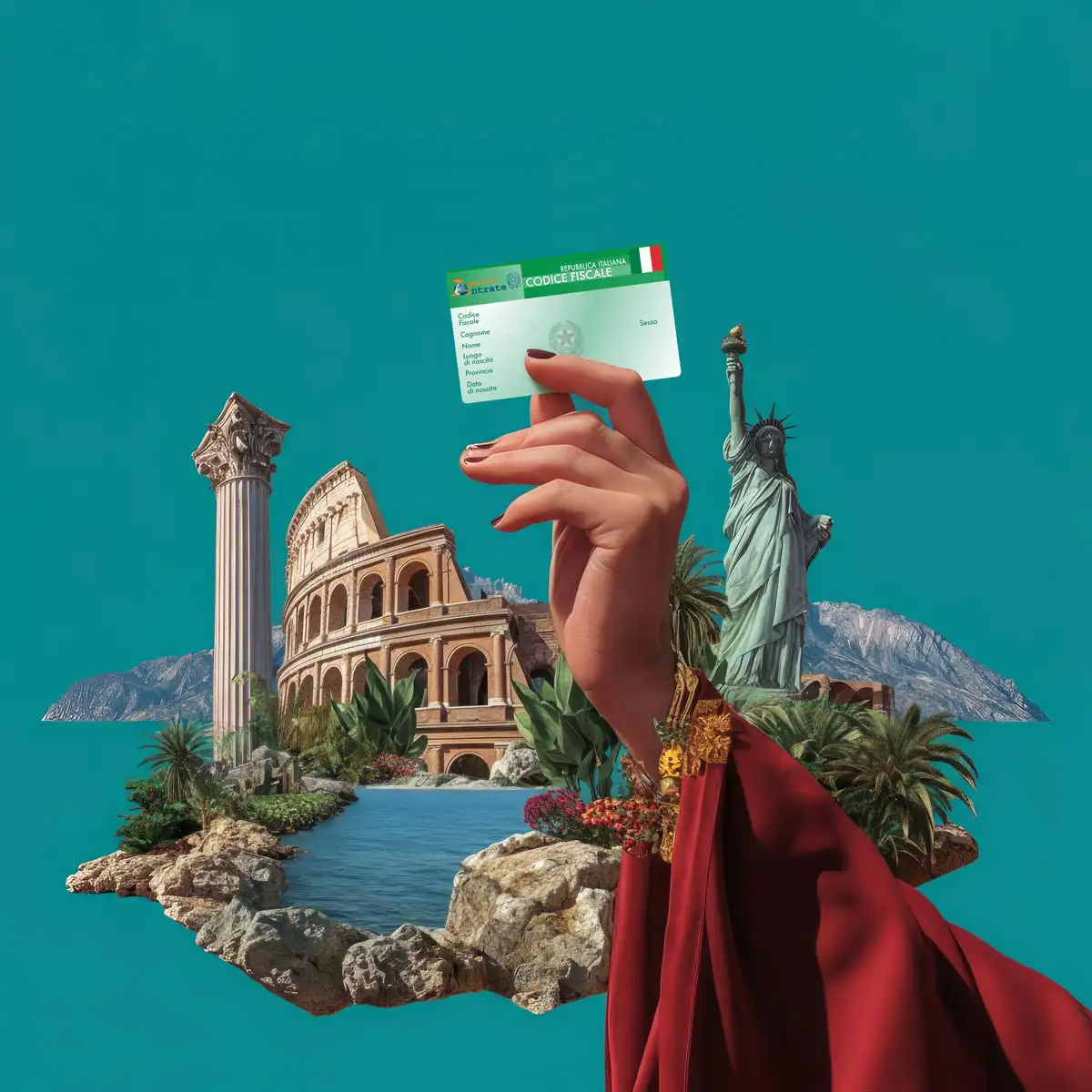 Hand holding an Italian codice fiscale card